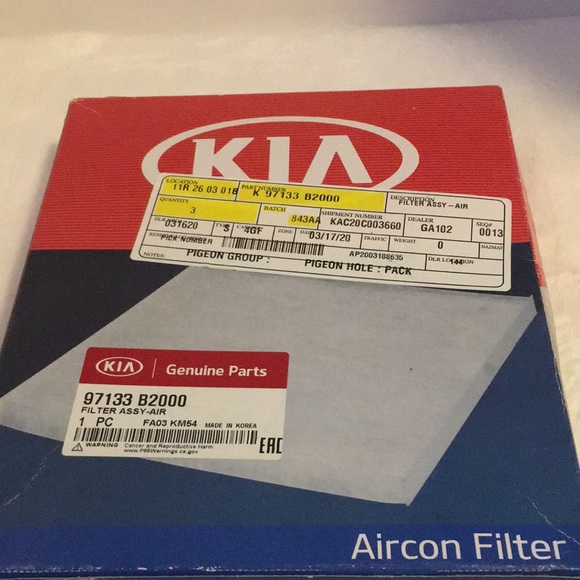 Genuine Kia Air Conditioning Filter bought for 2016 Kia Soul NWOT - Picture 2 of 2